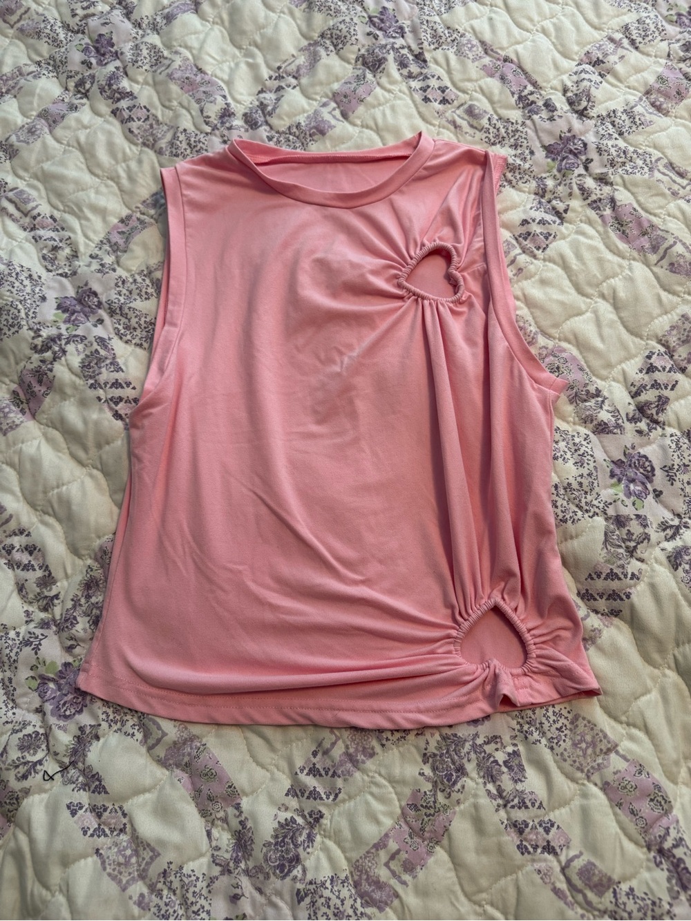 SKIMS Pink Sleeveless Top with Double Heart Cutouts